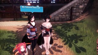 Hentai game: Mermaid shark risky blowjob with huge tits and muscular man