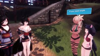 Hentai game: Mermaid shark risky blowjob with huge tits and muscular man