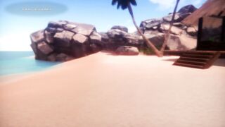 Hentai game: Mermaid shark risky blowjob with huge tits and muscular man