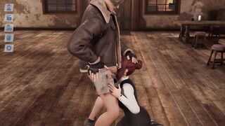 Leon takes on two cocks in this animated Hentai 3D game and cums hard! - 1 image