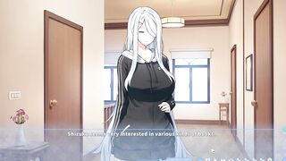 Cute Brunette Summer Clover gets her huge tits and face covered in cum in a hot Japanese hentai game! - 8 image