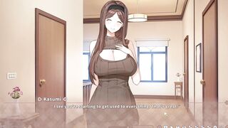 Cute Brunette Summer Clover gets her huge tits and face covered in cum in a hot Japanese hentai game! - 9 image