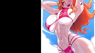 Nami gets her anime tits covered in hot jizz in "orgeta" - Episode 2