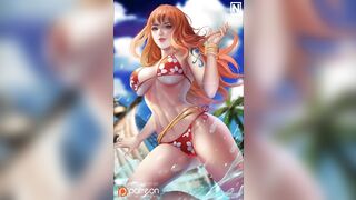 Nami gets her anime tits covered in hot jizz in "orgeta" - Episode 2