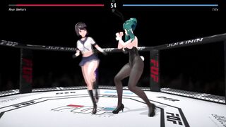 Watch these anime babes fight and take each other's clothes in a cosplay anal adventure! - 1 image