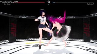 Watch these anime babes fight and take each other's clothes in a cosplay anal adventure! - 6 image