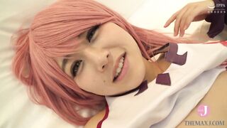 Watch this anime-style cosplay babe with small tits squirt uncontrollably while getting fucked in cowgirl pose - 2 image