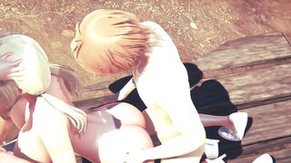 Naruto Hentai - Tsunade goes wild with uncensored threesome sucking and fucking in anime & japanese games - 8 image