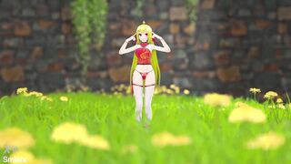 Hot blonde in sexy outfit strips & teases in 3D hentai strip show