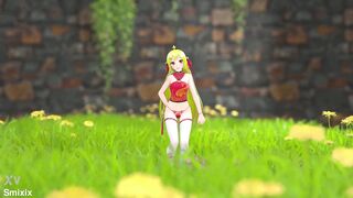 Hot blonde in sexy outfit strips & teases in 3D hentai strip show