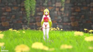 Hot blonde in sexy outfit strips & teases in 3D hentai strip show