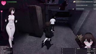 Sexy chick in sexy outfit shows off her naked body to a stranger in 3D hentai