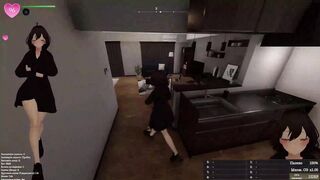 Sexy chick in sexy outfit shows off her naked body to a stranger in 3D hentai