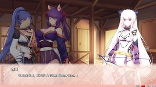 Big tits hentai game with a 1v5 cumshot frenzy