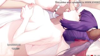 Big tits hentai game with a 1v5 cumshot frenzy