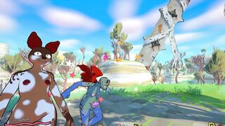 Watch this busty babe in a sexy outfit & blow like a pro in futanari game!