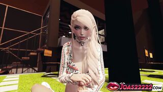 Elf with massive tits gives sloppy blowjob & swallows cum in 3D Hentai Christmas special