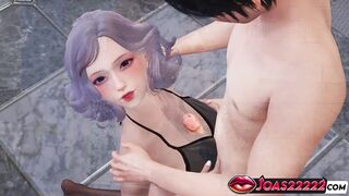 Miya, the sexy Elf, in Nylon animation, gets her big tits titfucked and mouth fucked in intense Bra-on-a-