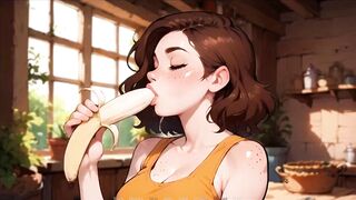 Step Sis caught doing banana with her busty hentai outfit and blowjob skills!