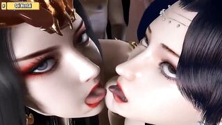 Goddess from Hentai 3D-108 takes on two big black cocks in a hot threesome