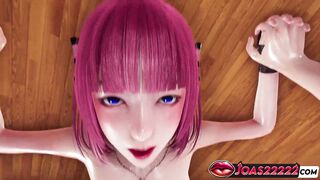 Nino College Girl in Stockings gets her tight pussy pounded in a close-up doggystyle while getting a creampie on the desk