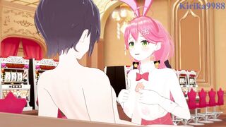 Bunny Girls Sakura Miko & Houshou Marine get down and dirty in a hardcore hentai game!