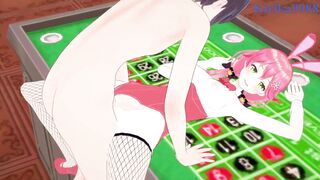 Bunny Girls Sakura Miko & Houshou Marine get down and dirty in a hardcore hentai game!