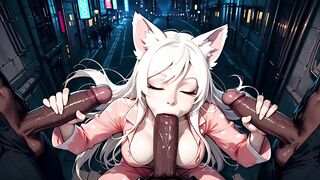 Soul Eaters Tsubasa Hanekaw takes on multiple cocks in a hardcore anal gangbang with triple penetration and triple vaginal - Hardcore Sex - - 2 image