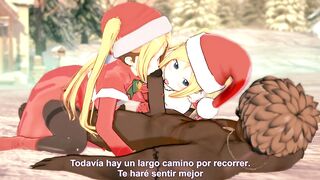 Naughty twins get naughty in Christmas special, getting fucked and creampied in 3D