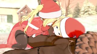 Naughty twins get naughty in Christmas special, getting fucked and creampied in 3D