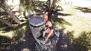 Lara Croft gets filled with jizz by an old statue in this anime hentai game!