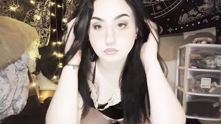 Check out my petite goth babe in lingerie and panties teasing with her pretty face and tight pussy