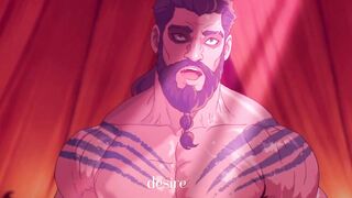 Hentai parody: Busty demon girl Wakens next to Khalf Drago's enormous cock in game of threesomes! - 2 image