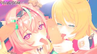 Genshin Impact Hentai: Double Penetration with Double Creamshots in Ecchi Anime