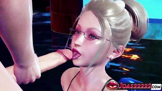 Lala, the busty babe, licks and strokes a big dong while enjoying a juicy poolside ending