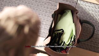 Curvy Bimbo Milf with Fake Tits finally gets her kissing skills tested in a hot hentai game