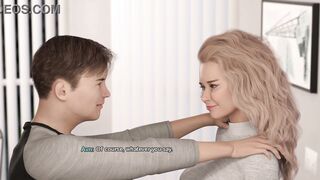 Curvy Bimbo Milf with Fake Tits finally gets her kissing skills tested in a hot hentai game