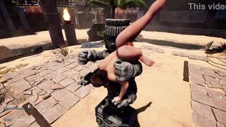 Lara Croft goes deep in an ancient statue & takes a massive creampie in 3D hentai - 6 image
