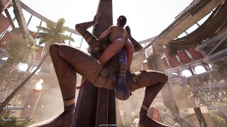 Lara's holes filled with hot jizz by the ancient statue in a 3D hentai game - 4 image