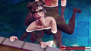 Jenn in Pool 3D Hentai - Big Tits Girl gets tied up, underwater fucked & creampied in a fantasy-filled ending - 4 image