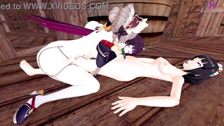 Sandrone & Columbina take turns in Moon-sized sexcapades with uncensored hentai action