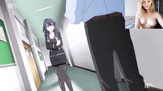 Experience the ultimate threesome with natural tits bouncing in this uncensored English hentai - 5 image