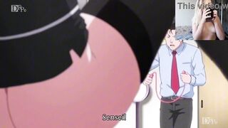 Experience the ultimate threesome with natural tits bouncing in this uncensored English hentai - 6 image