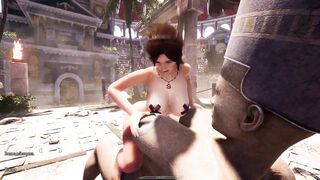 Lara Croft gets her tight ass pounded by a massive japanese dick before being let into the cave