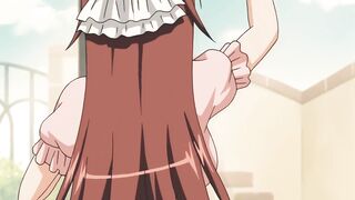 Two busty babes deepthroating and riding a big cock in a hot hentai action