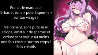 French Camilla gives a JOI hentai-style to your dick while you stroke it