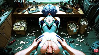Rei Ayanami cosplay in anime video game - uncensored Japanese game porn