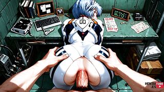 Rei Ayanami cosplay in anime video game - uncensored Japanese game porn
