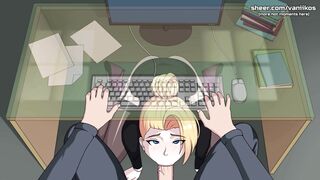 Naruto: Kunoichi Trainer - Hot Blonde Secretary Babe with Big Perfect Ass Public Blowjob & Anal Sex in Office Hentai Game - 8 image