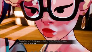 Curvy babe in Hentai Game gets her first kiss from a huge cock in PC game